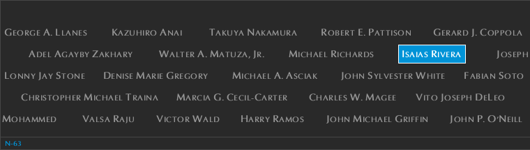 Panel N-63, North Pool, National September 11 Memorial