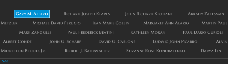 Panel S-63, South Pool, National September 11 Memorial