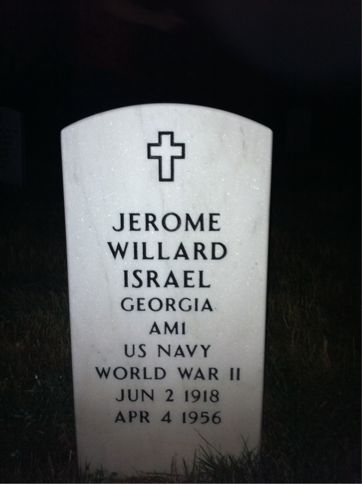 Headstone of Jerome W Israel
