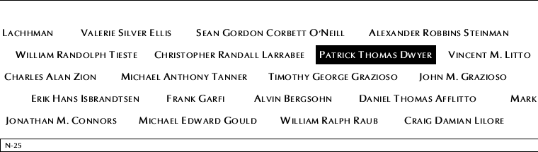 Panel N-25, North Pool, National September 11 Memorial