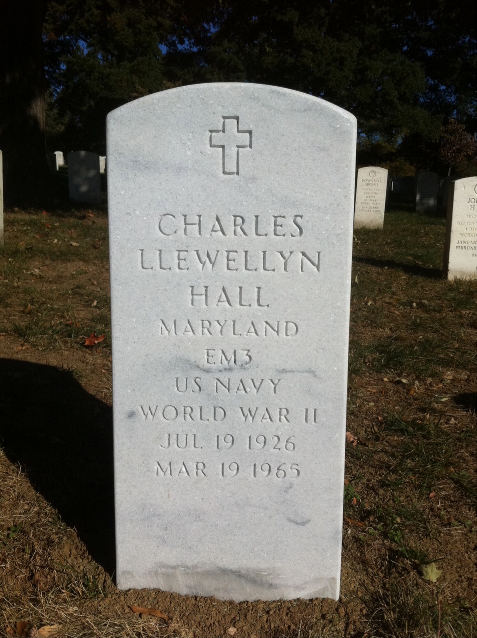 Headstone shared by 2 interments, including Charles Llewellyn Hall