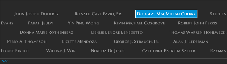 Panel S-60, South Pool, National September 11 Memorial