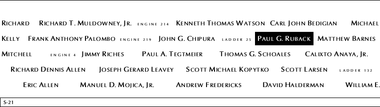 Panel S-21, South Pool, National September 11 Memorial