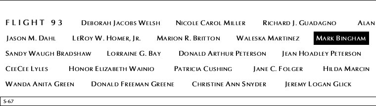 Panel S-67, South Pool, National September 11 Memorial