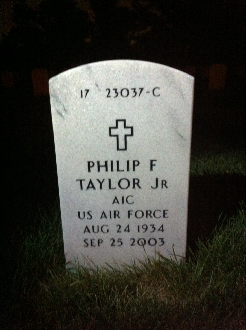 Headstone shared by 3 interments, including Philip F Taylor