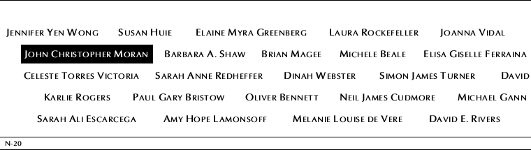 Panel N-20, North Pool, National September 11 Memorial