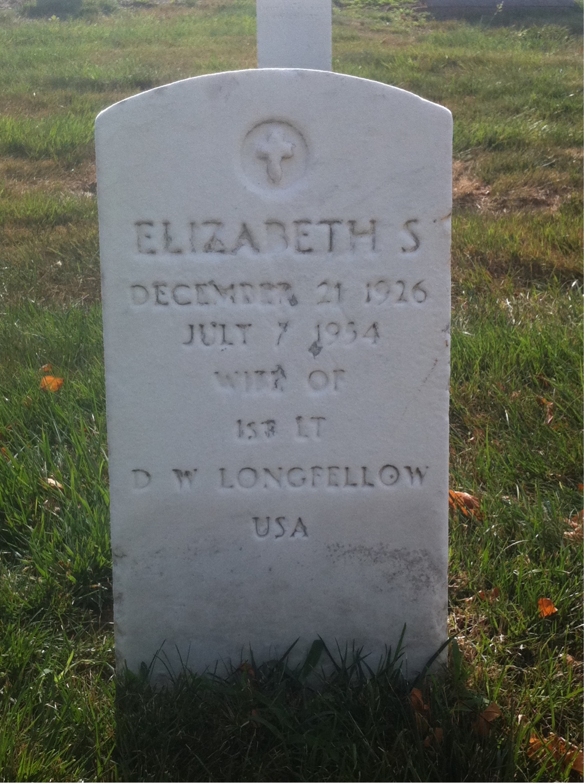 Headstone of Elizabeth S Longfellow