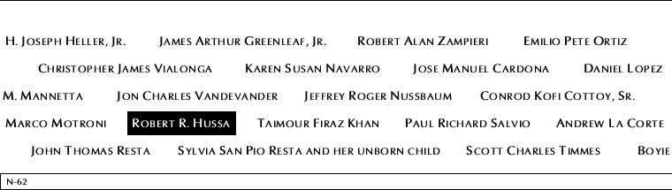 Panel N-62, North Pool, National September 11 Memorial