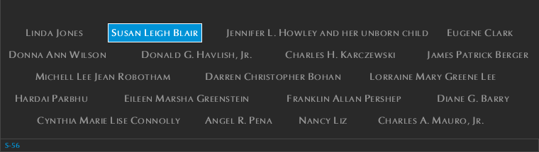 Panel S-56, South Pool, National September 11 Memorial