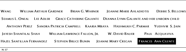 Panel N-37, North Pool, National September 11 Memorial