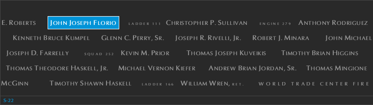 Panel S-22, South Pool, National September 11 Memorial