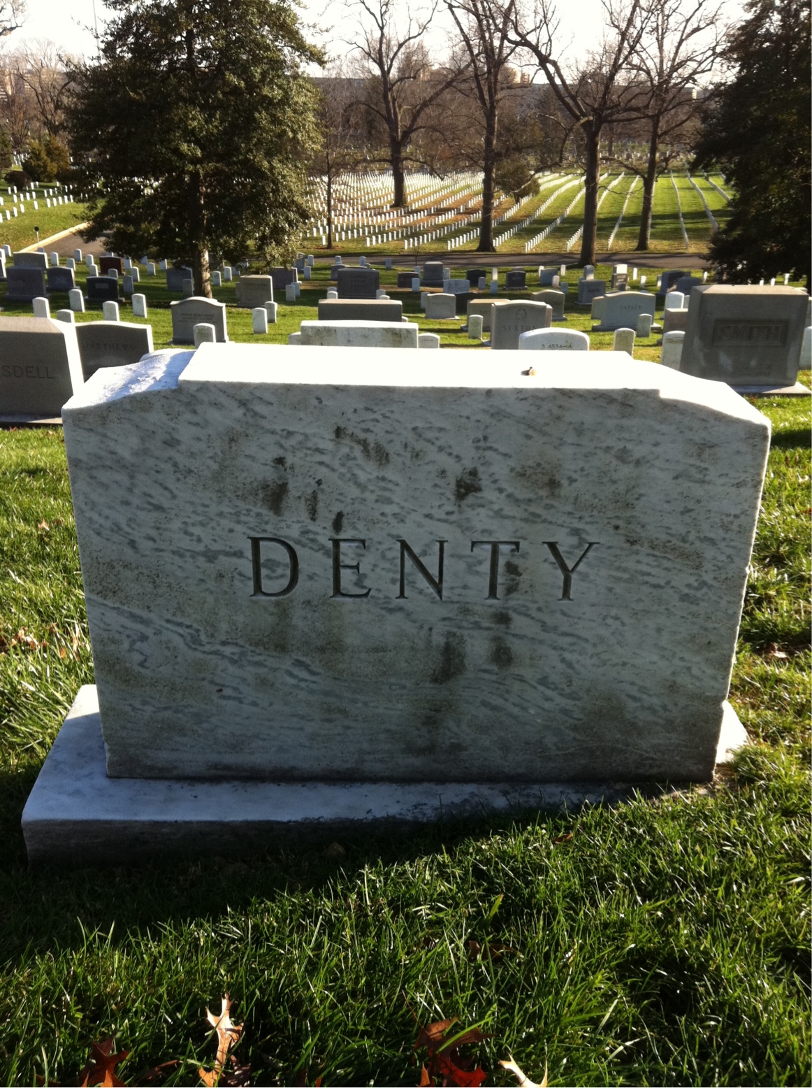 Headstone shared by 2 interments, including Elizabeth C Denty