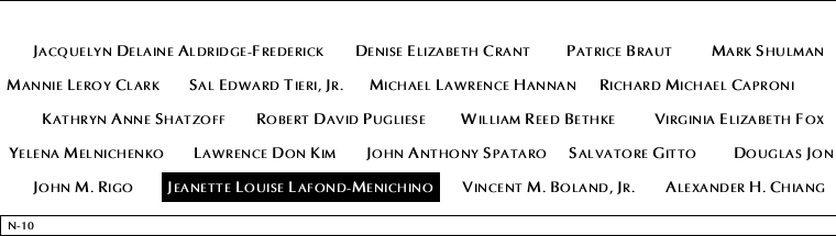 Panel N-10, North Pool, National September 11 Memorial