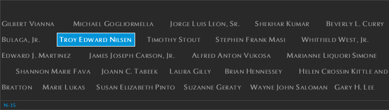 Panel N-35, North Pool, National September 11 Memorial