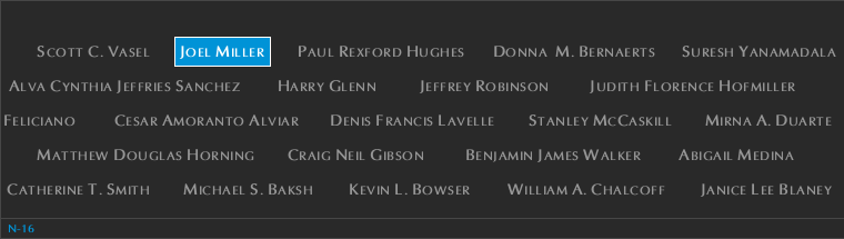 Panel N-16, North Pool, National September 11 Memorial