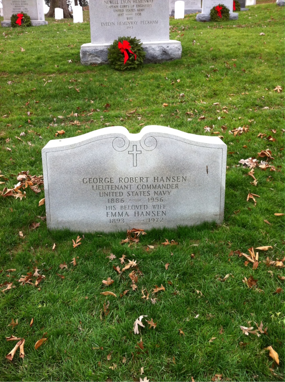 Headstone shared by 2 interments, including George R Hansen