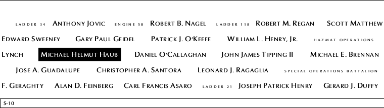 Panel S-10, South Pool, National September 11 Memorial