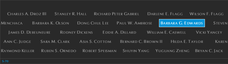 Panel S-70, South Pool, National September 11 Memorial