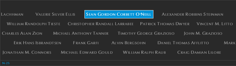 Panel N-25, North Pool, National September 11 Memorial