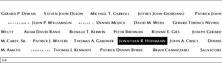 Panel S-8, South Pool, National September 11 Memorial