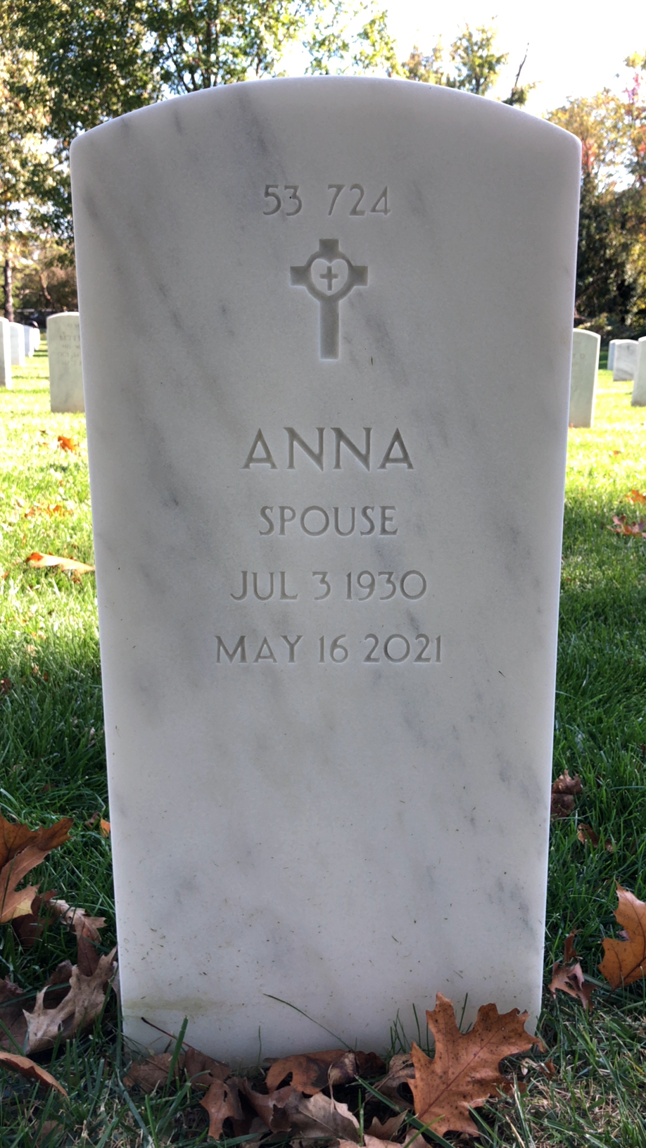 Headstone shared by 2 interments, including J C Rush