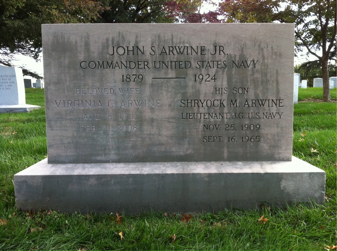 Headstone of Shryock Mandville Arwine