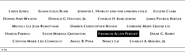Panel S-56, South Pool, National September 11 Memorial
