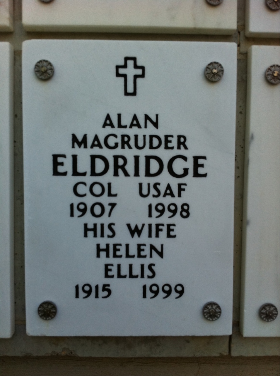 Headstone shared by 2 interments, including Alan M Eldridge