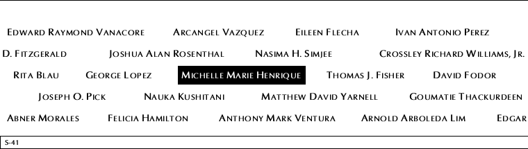 Panel S-41, South Pool, National September 11 Memorial
