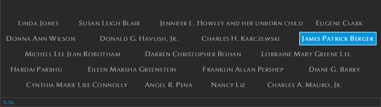 Panel S-56, South Pool, National September 11 Memorial