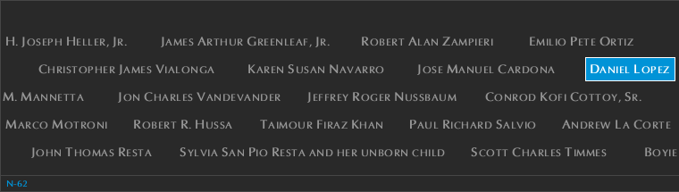 Panel N-62, North Pool, National September 11 Memorial