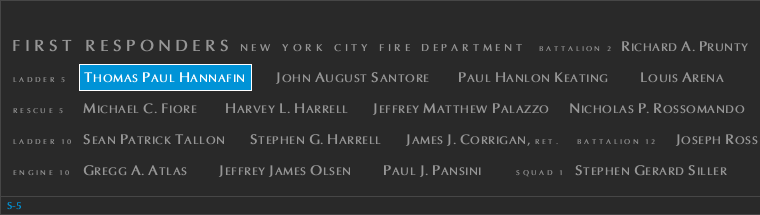 Panel S-5, South Pool, National September 11 Memorial