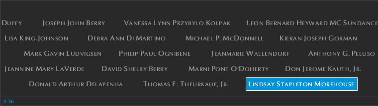 Panel S-36, South Pool, National September 11 Memorial