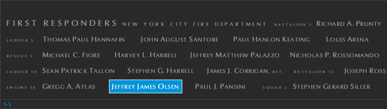 Panel S-5, South Pool, National September 11 Memorial