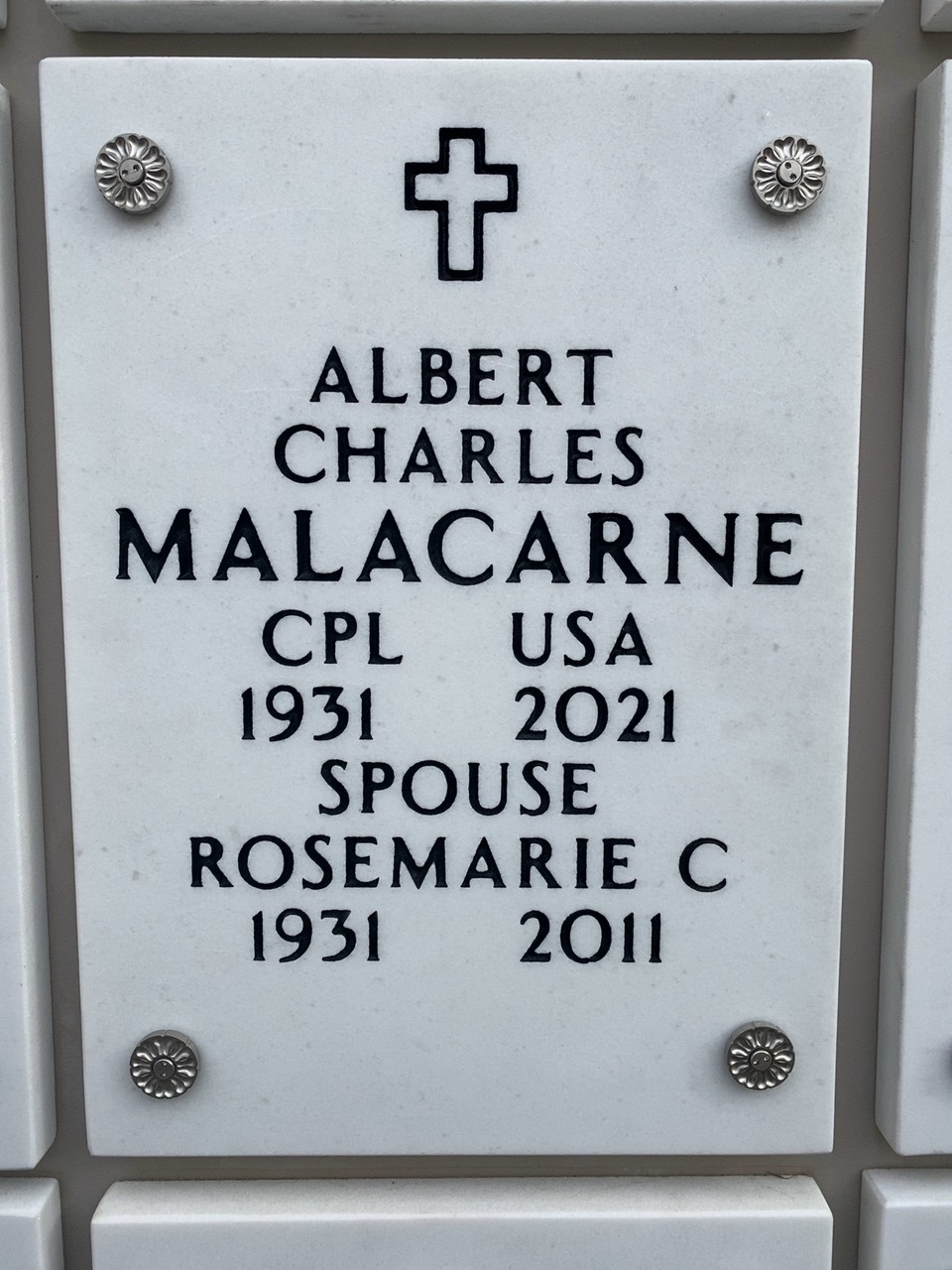 Headstone of Albert Charles Malacarne