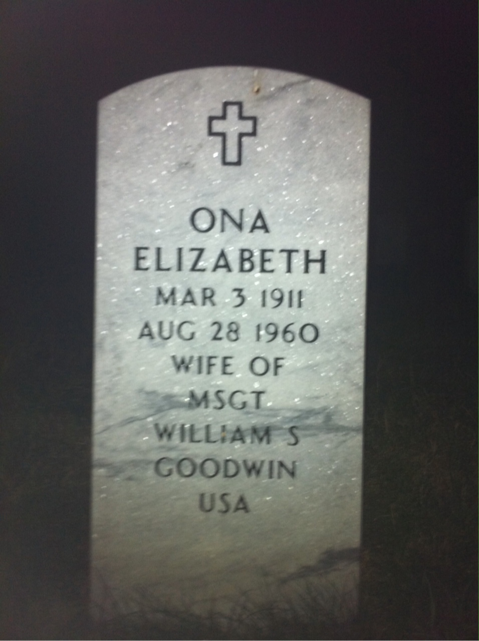 Headstone of Ona E Goodwin