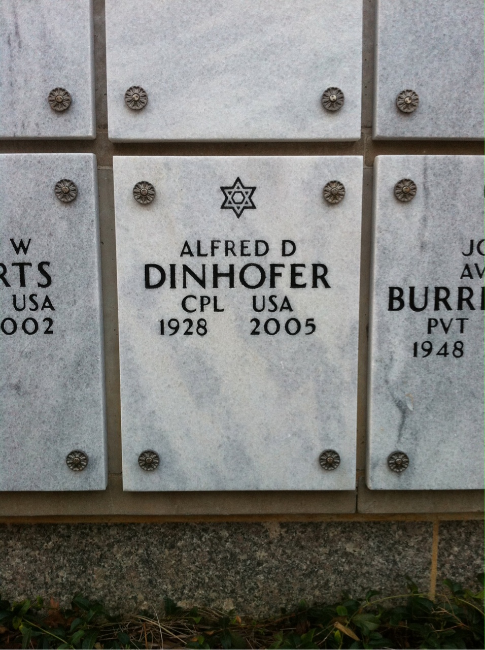 Headstone of Alfred Daniel Dinhofer