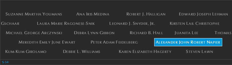 Panel S-54, South Pool, National September 11 Memorial
