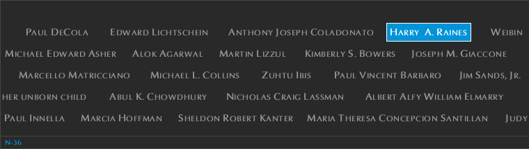 Panel N-36, North Pool, National September 11 Memorial
