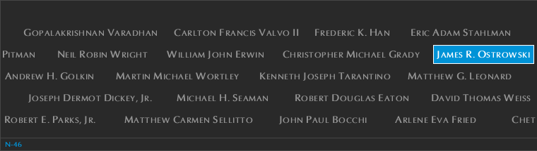 Panel N-46, North Pool, National September 11 Memorial