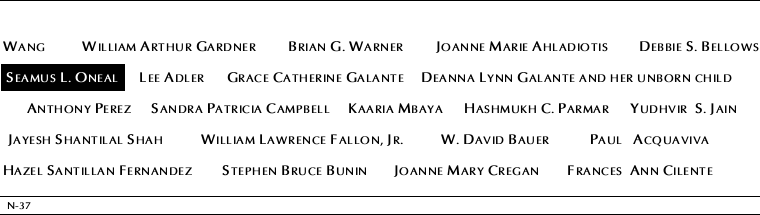 Panel N-37, North Pool, National September 11 Memorial