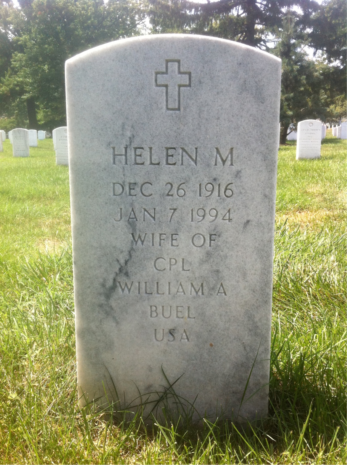 Headstone of Helen M Buel