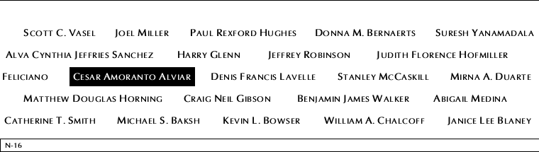 Panel N-16, North Pool, National September 11 Memorial