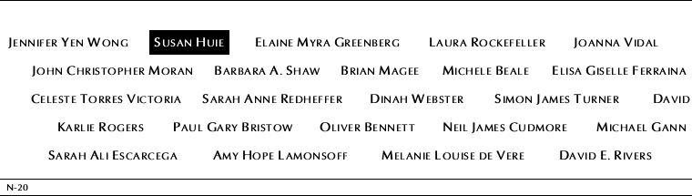 Panel N-20, North Pool, National September 11 Memorial