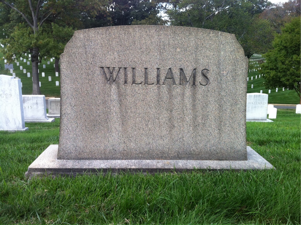 Headstone shared by 2 interments, including Helen K Williams