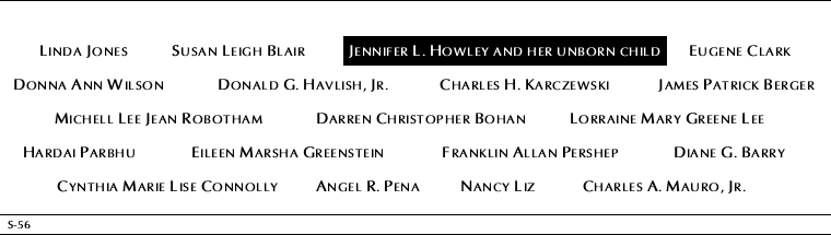 Panel S-56, South Pool, National September 11 Memorial