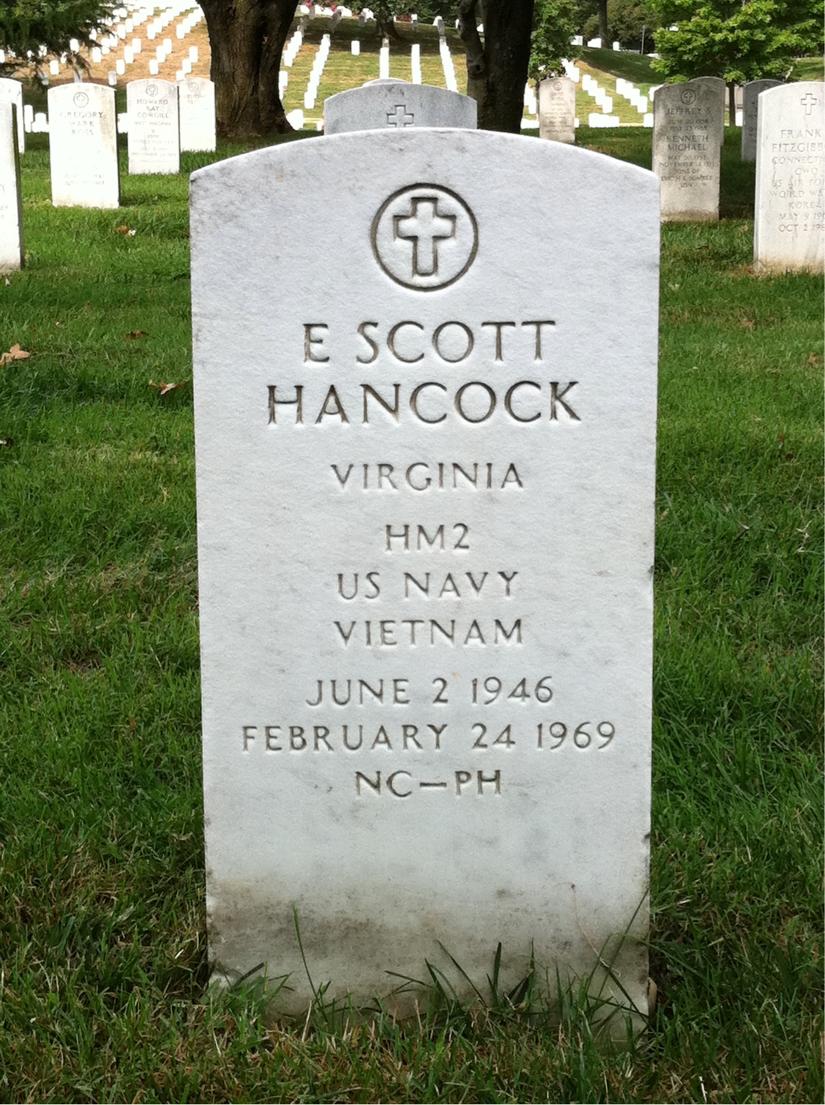 Headstone of E S Hancock