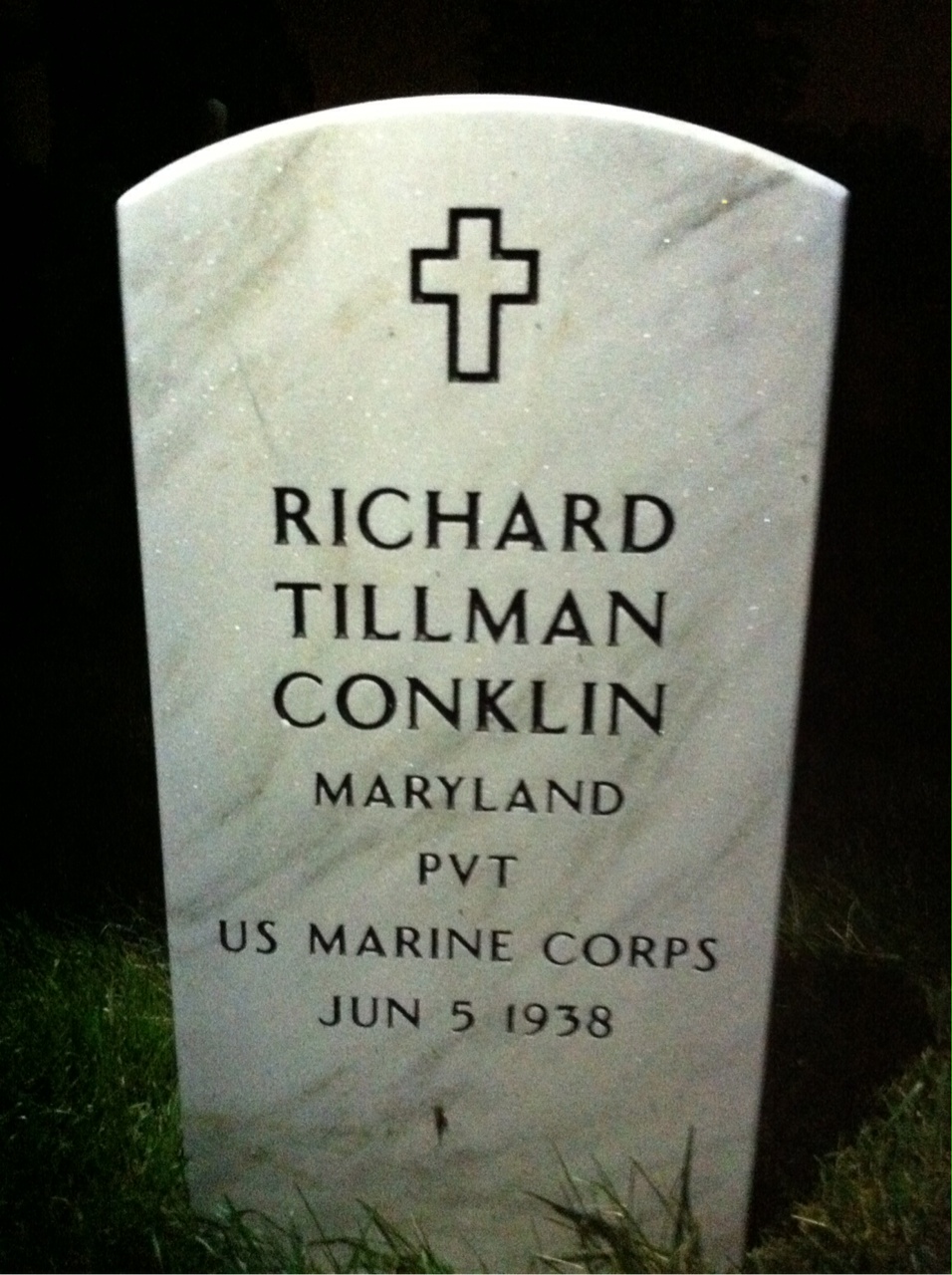 Headstone shared by 2 interments, including Richard T. Conklin