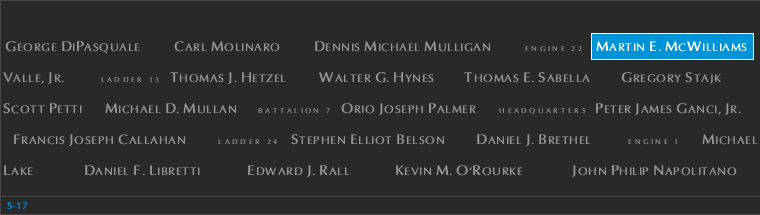 Panel S-17, South Pool, National September 11 Memorial