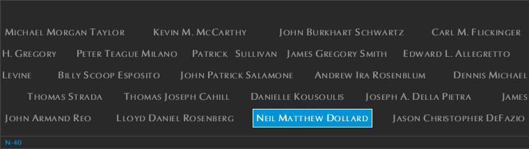 Panel N-40, North Pool, National September 11 Memorial